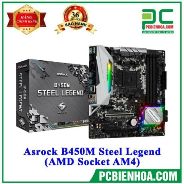 Bo mạch chủ Asrock B450M Steel Legend (AMD Socket AM4) chính hãng - case19