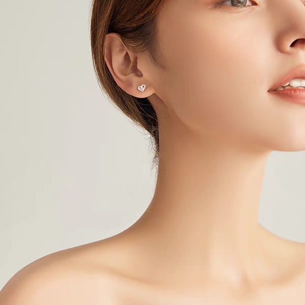 Bông tai Bạc ý 925 trái tim xoắn tròn hoa tai nữ tình yêu