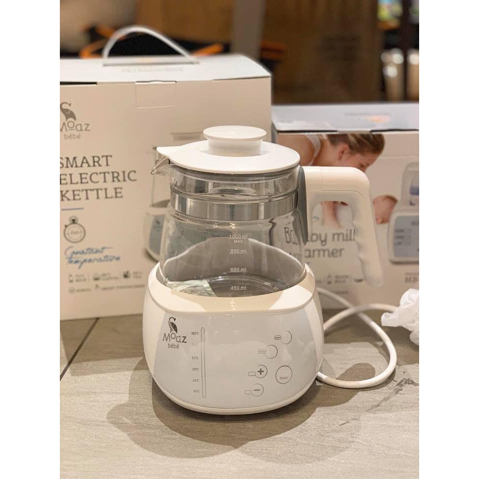 Ấm Đun Nước/ Bình Đun Nước Moaz bébé BPA Free, Có Chế Độ Khử Clo Thông Minh [Hàng Chính Hãng, BH 12 Tháng]