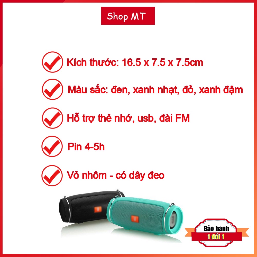 Loa Bluetooth JBL charge 4+ mini vỏ nhôm Bass mạnh, 2 loa, âm thanh trong công suất 20W Pin trâu 6h