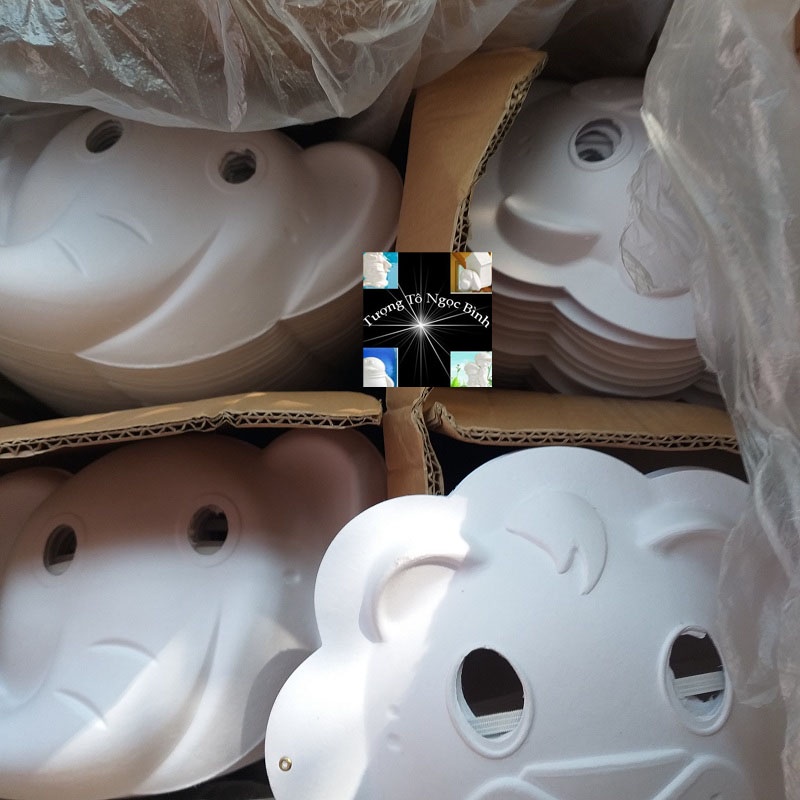 Mặt nạ giấy bồi combo 20 chiếc kèm dây đeo,các mẫu khác nhau,món quà trung thu,trò chơi sáng tạo mỹ thuật cho các bé