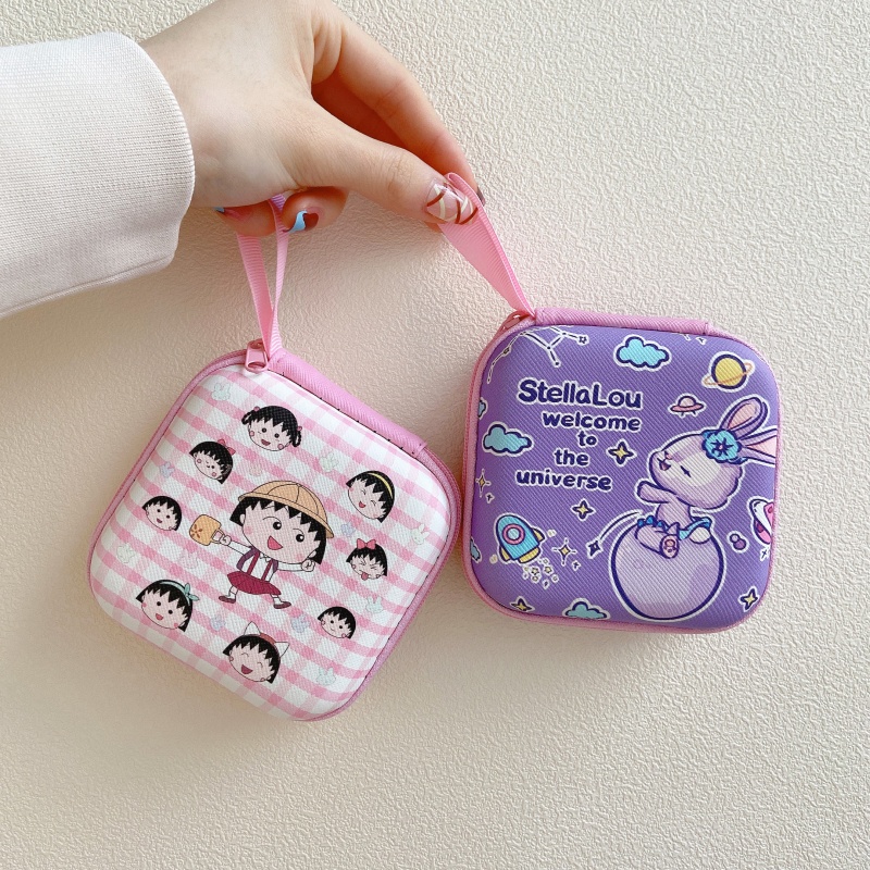 Túi đựng dây cáp dữ liệu/tai nghe/thẻ ngân hàng hình vuông họa tiết hoạt hình Sanrio 9.5x9.5cm
