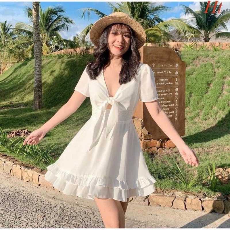 Váy xoè buộc nơ ngực HT12