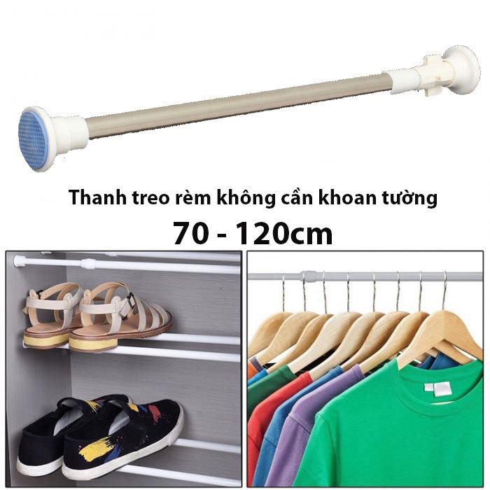 Thanh treo đa năng không cần khoan tường  70-120cm (new)