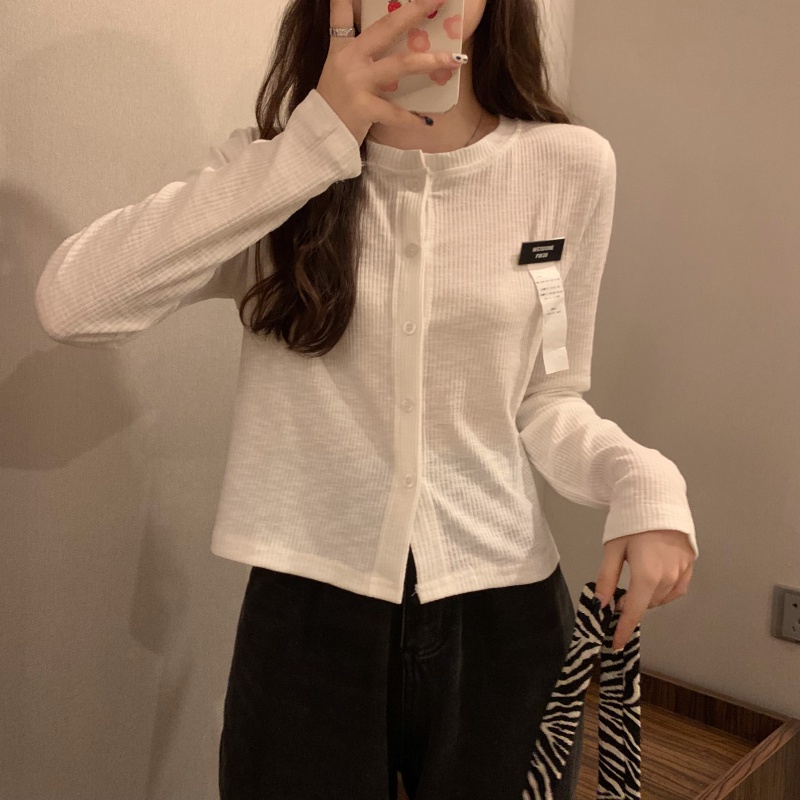 Áo khoác cardigan dệt kim PERTY màu trắng thiết kế mới phong cách Hàn Quốc thời trang mùa thu cho nữ