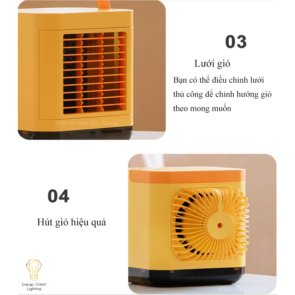 Quạt Điều Hòa Làm Mát Không Khí Mini WY-17 - Pin Sạc Tích Điện - Quạt Nước Mini Để Bàn - Quạt Làm Mát Không Khí Bay Hơi