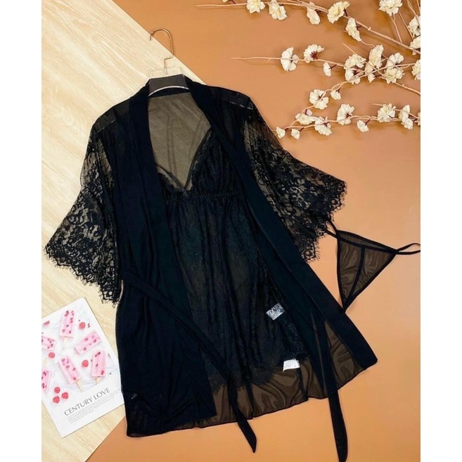 Sẵn sỉ _ Set choàng ren lụa sexy,đồ ngủ váy ngủ lụa ren hàng quảng châu cao cấp có mút ngực SP079