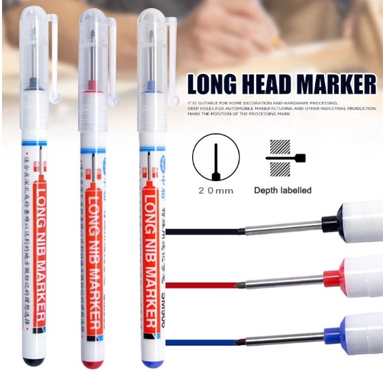 Set 3 bút đánh dấu lỗ khoan gỗ/thủy tinh đầu dài chuyên dụng