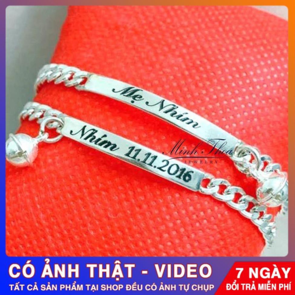 Lắc tay bạc khắc tên mẹ và bé, vòng tay bạc nam nữ vòng đôi ý nghĩa Tuấn Thoan JEWELRY