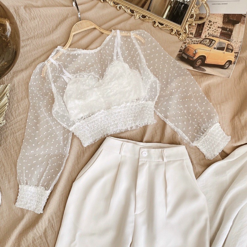 CROPTOP VOAN BI KÈM BRA