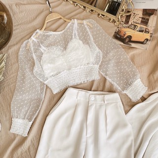 Croptop voan bi kèm bra