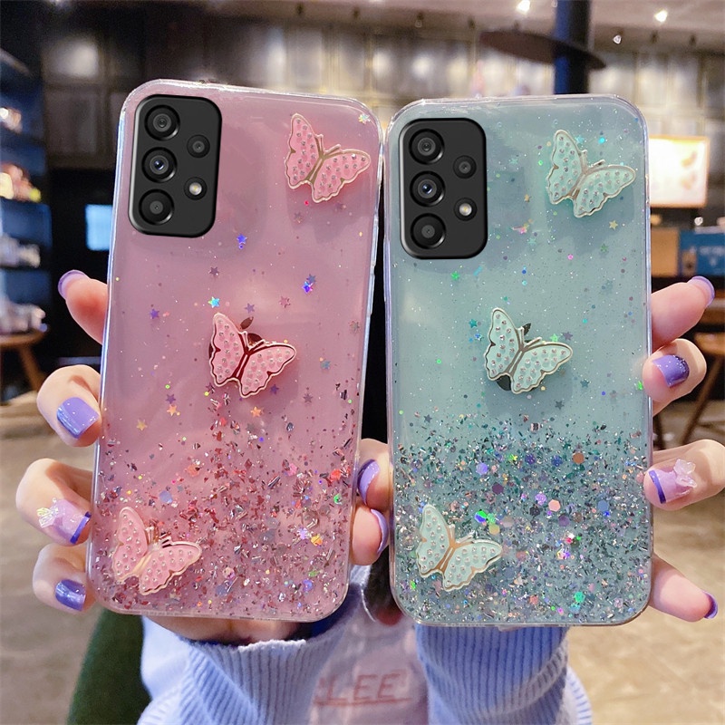 Ốp Lưng Kim Tuyến Đính Hình Bướm Nhiều Mẫu Mã Cho Điện Thoại Samsung Galaxy A53 A33 A73 S22+ S21+ 5G