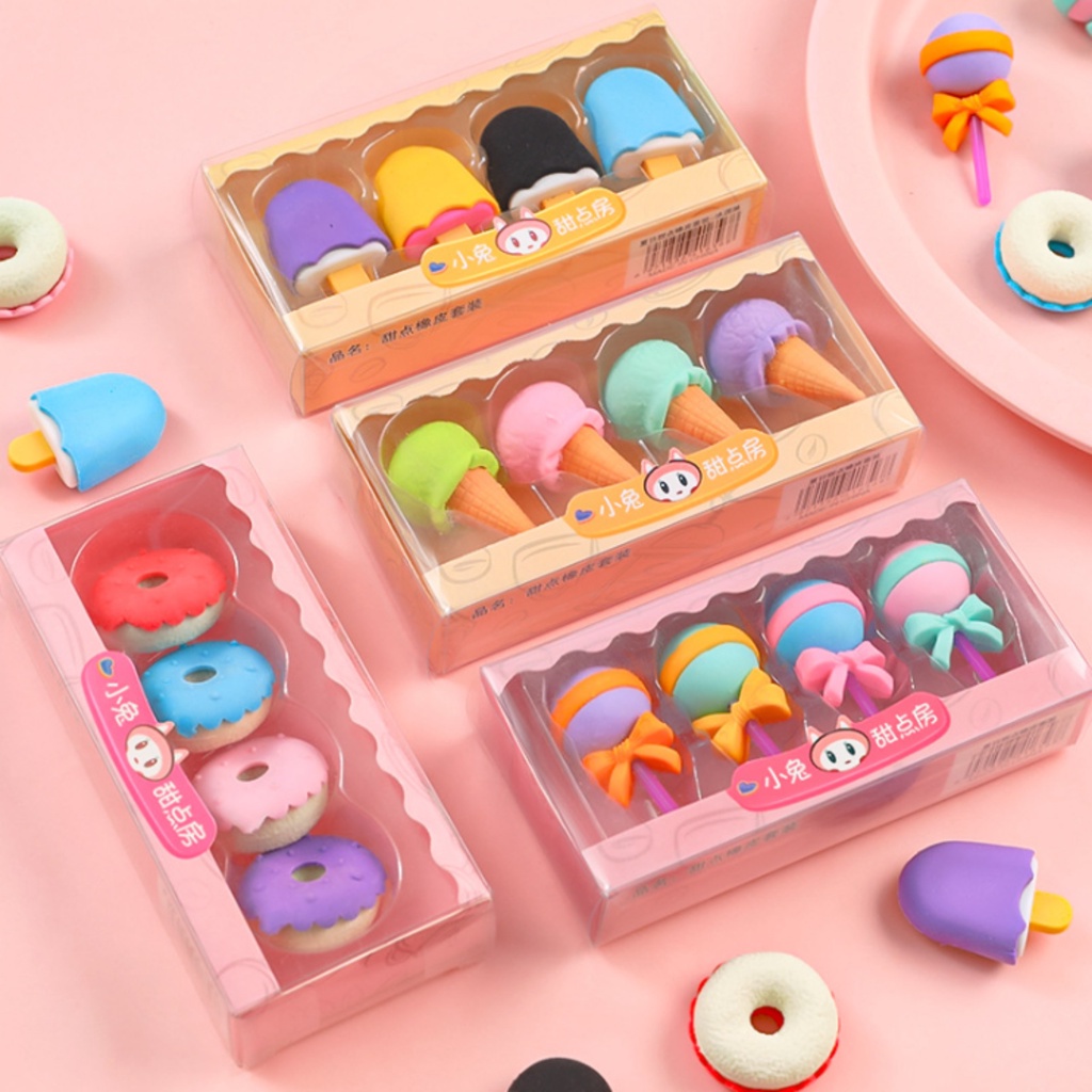 Set Tẩy chì cute hình đồ ăn đáng yêu vệ sinh chì sạch sẽ giá rẻ sỉ lẻ đồ dùng học tập