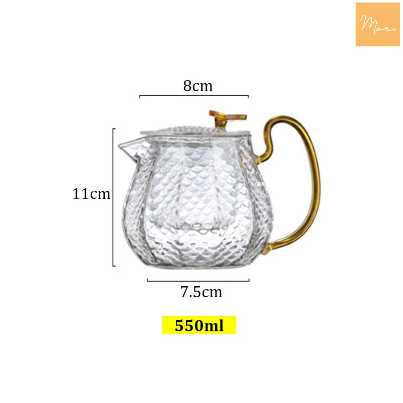 Ấm trà thủy tinh - 550ml (kèm lõi lọc trà)