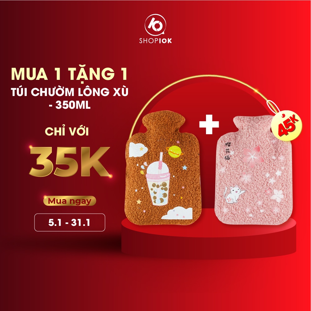 Túi chườm nóng lạnh lông xù, giảm đau bụng, làm ấm mùa đông dung tích 350ml - SP005311