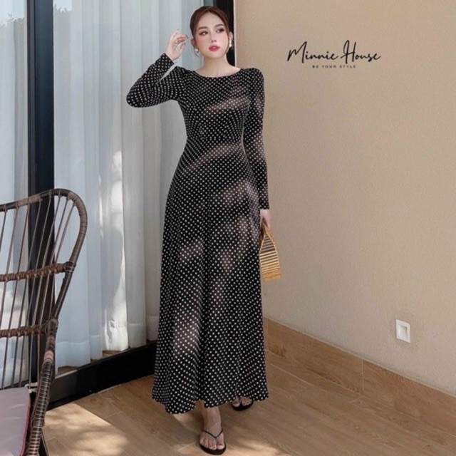 Đầm maxi chấm bi đi biển đẹp giá rẻ