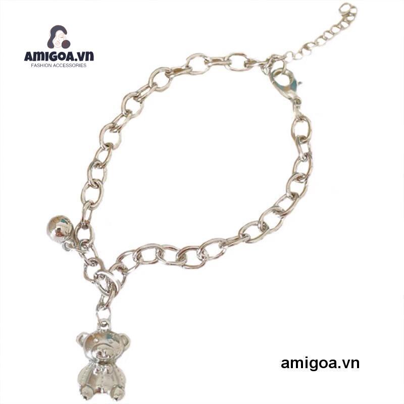 ✨✨Vòng Tay Kim Loại Mặt Hình Chú Gấu Dễ Thương Dành Cho Nữ