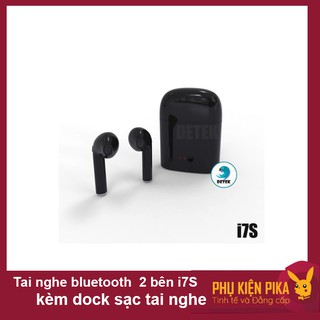 Tai nghe bluetooth không dây 2 bên i7S kèm dock sạc tai nghe Đen