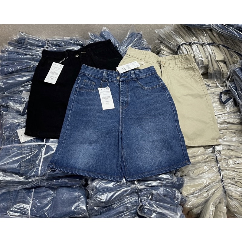 QUẦN SOOC JEAN NỮ DÁNG RỘNG 3 MÀU ZRF CHO NỮ