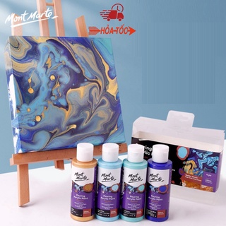 Bộ màu đổ pouring acrylic mont marte - set 4x60ml