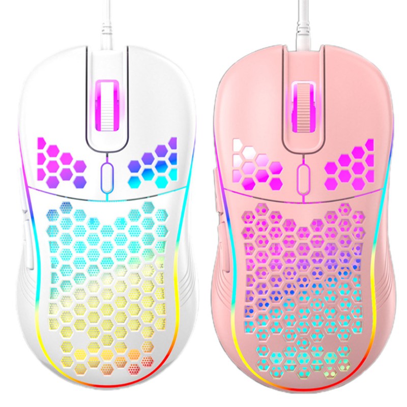 R* Wired Lightweight Gaming Mouse RGB Backlit Mice 6 Buttons Programmable Driver 7200DPI Ultralight Honeycomb Hollow Shell