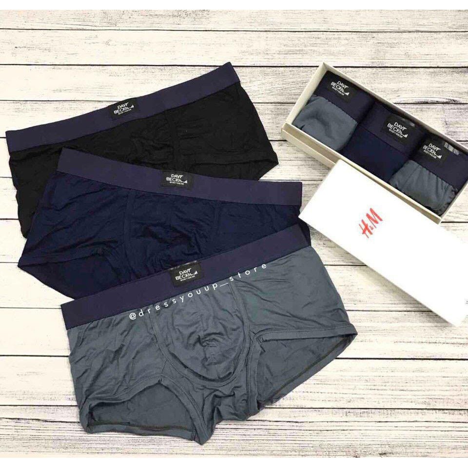 [Boxer fullbox chữ HM] Set 3 quần boxer cao cấp David Beckham mẫu quần đùi vải mềm đủ màu