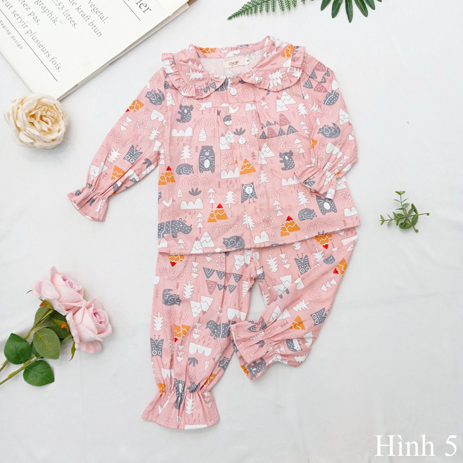 Pijama thô lụa in hình cho bé gái từ 8 đến 26kg 02