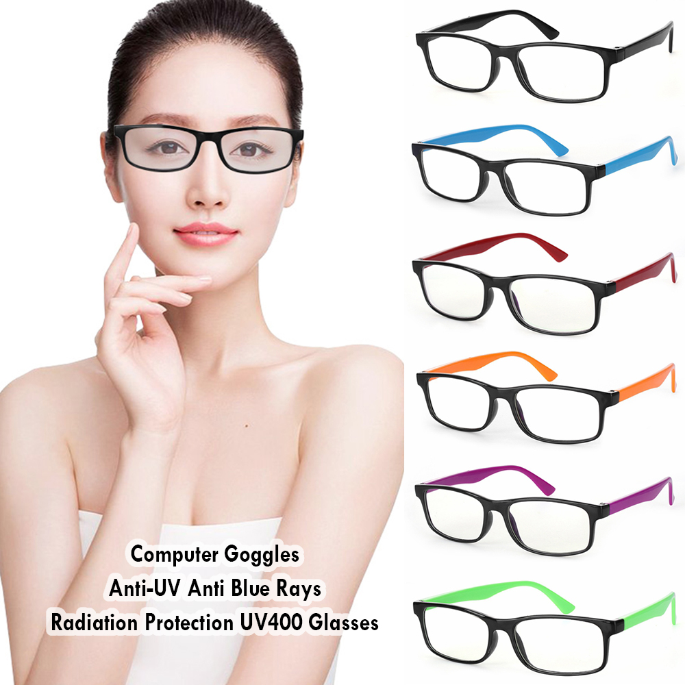 ROW Flat Mirror Computer Goggles Gaming Anti-UV Anti Blue Rays Glasses Reading UV400 Unisex Eyeglasses Radiation Protection/Multicolor