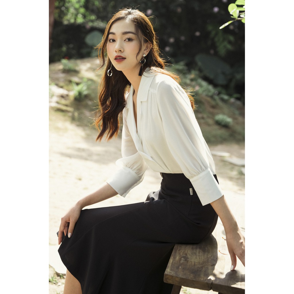 Áo Sơ mi cổ vest bẻ ve, tay bồng Emspo SMM2594