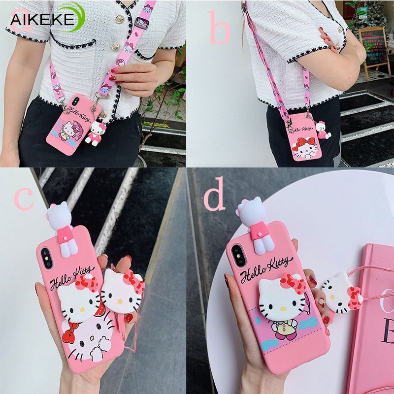 ốp điện thoại Mềm Có Dây Đeo In Hình Hello Kitty Cho Oppo A9 2020 A5 2020 A1K A52 A92 A72 A8 A31 2020 A83 A1 A37 Neo 9