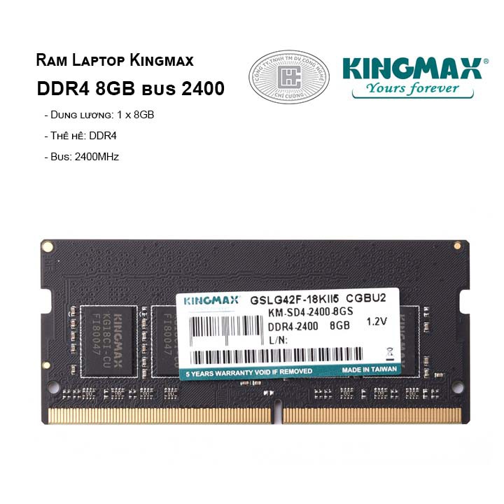 RAM KINGMAX LAPTOP DDR4 8GB BUS 2400Mhz HÀNG CHÍNH HÃNG BẢO HÀNG 36 THÁNG