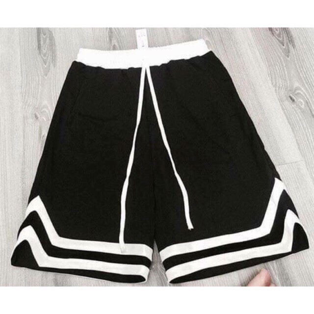 HÌNH THẬT QUẦN SHORT 2 LINE Unisex Ulzzang - Quần Short Double V - Short V - Short 2V DEGREY