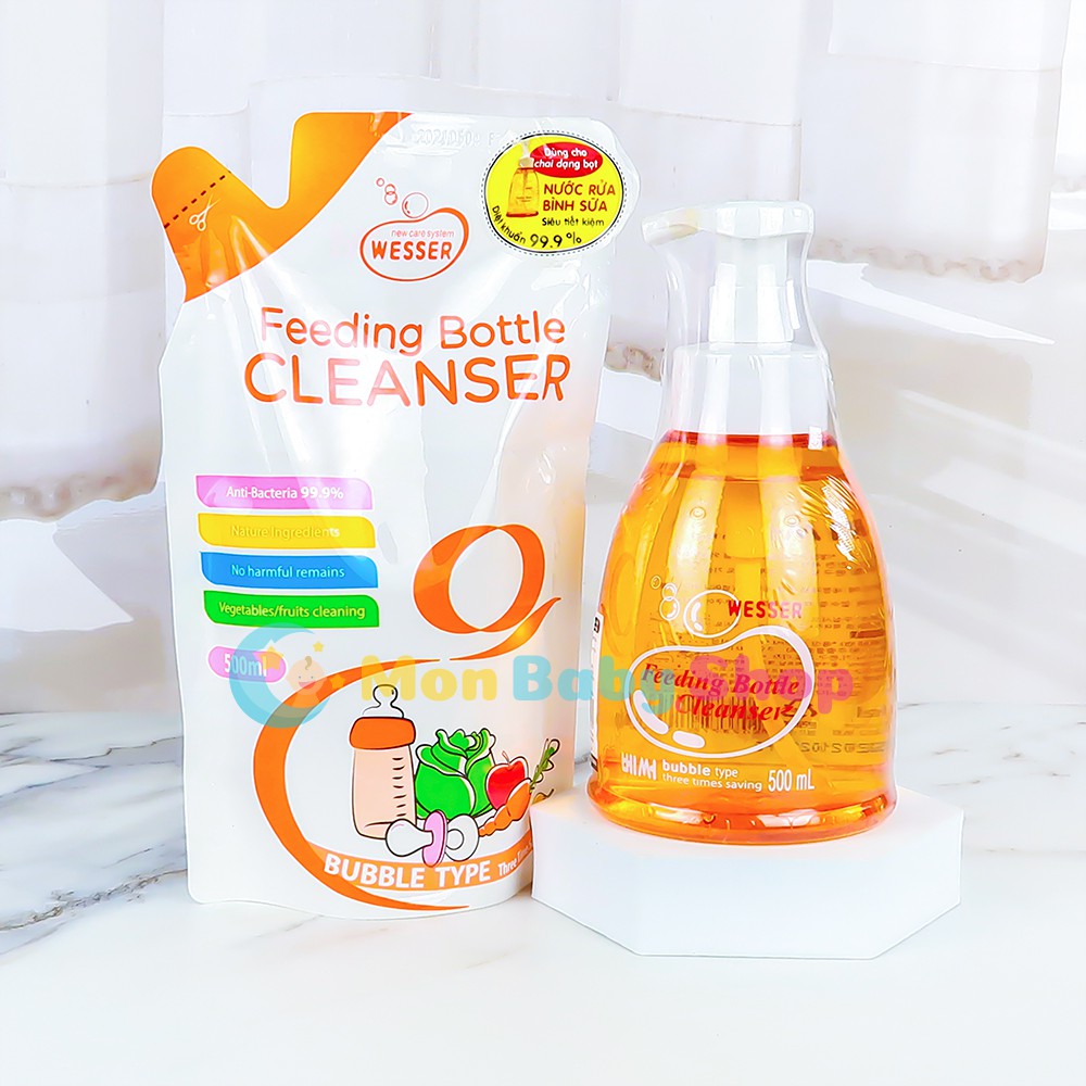 [Chính Hãng] Nước Rửa Bình Sữa Wesser Chai/Gói 500ml - nước rửa trái cây rau quả Hàn Quốc