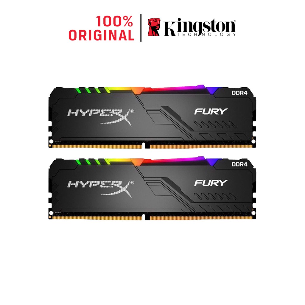 Ram PC Kingston HyperX Fury RGB 16GB 3200MHz DDR4 Kit 2x8GB - HX432C16FB3AK2/16 Tem SPC