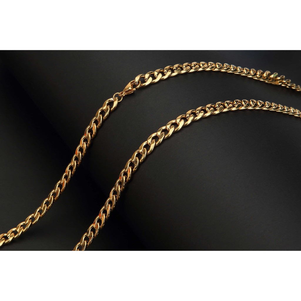 Free Fire Necklace Diamond Pattern Golden Cool Hip Hop Funky Punk 130cm Tail Chain