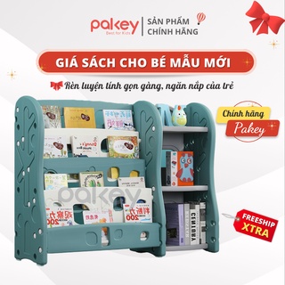Giá sách bằng nhựa kèm kệ đồ chơi cao cấp, thương hiệu Pakey, hàng nhập khẩu dày dặn