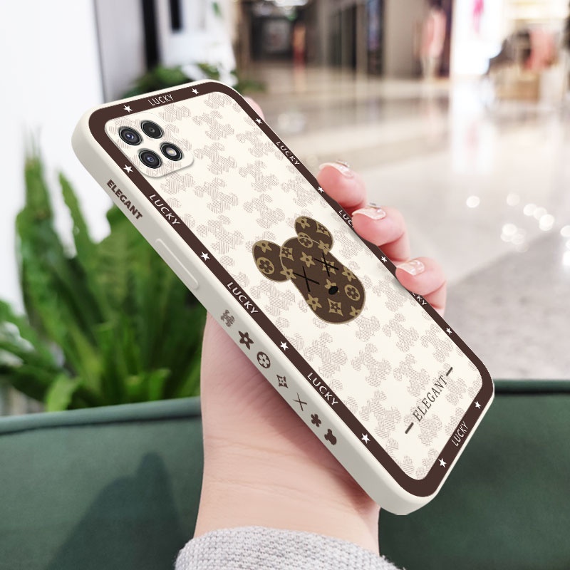 Ốp Điện Thoại Mềm Họa Tiết Gấu Tai To Sáng Tạo Bảo Vệ Toàn Diện Cho Samsung Galaxy A22 A12 4G 5G A02 A02S