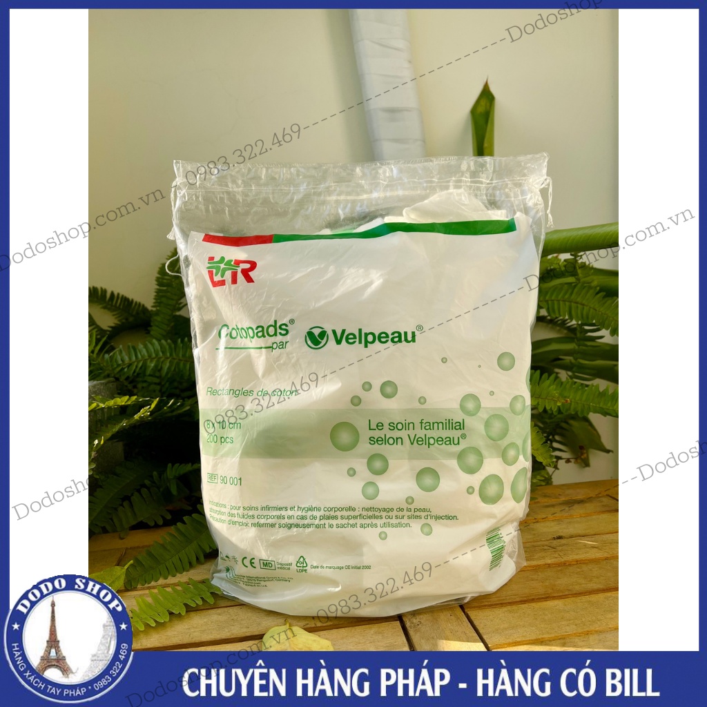 Bông tẩy trang Velpeau 200 miếng của pháp, mềm mịn, rất tiết kiệm dùng lau tẩy trang, đắp mặt, hay vệ sinh bé.