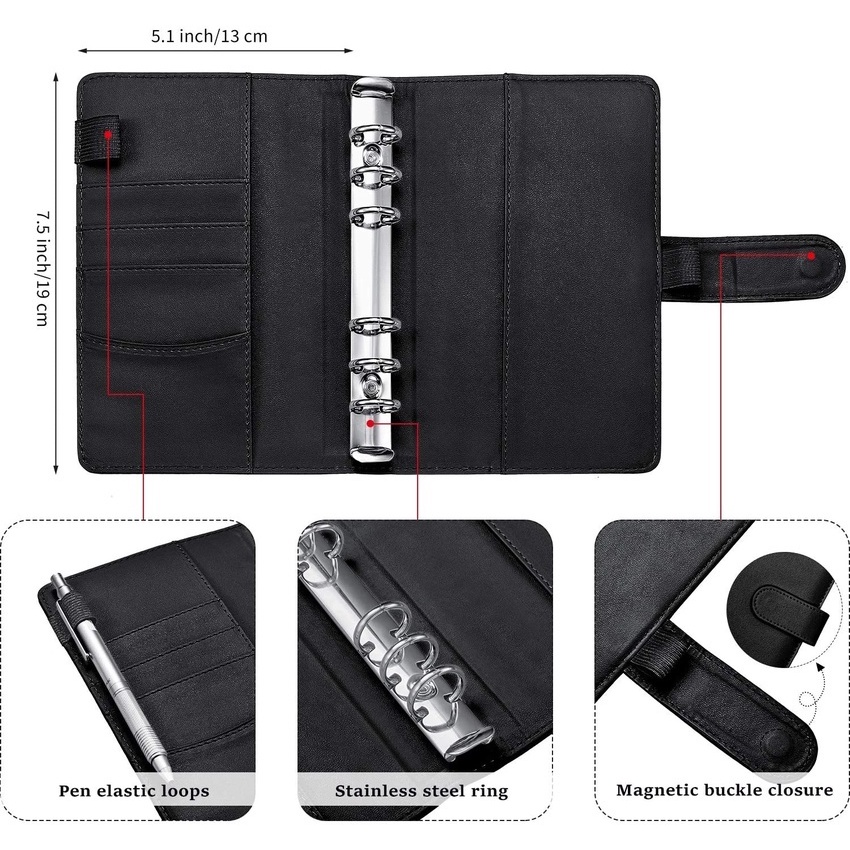 Sổ Tay A6 Bìa Da PU Có Khóa Kéo Tiện Dụng