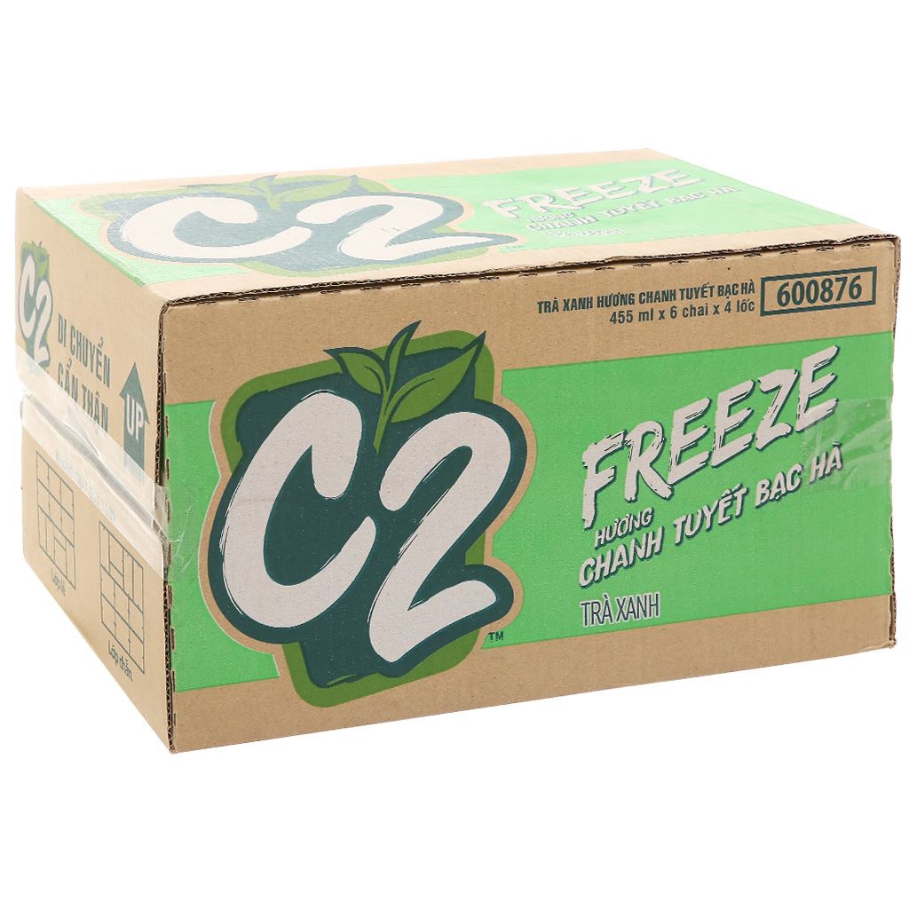 Thùng 24 chai trà xanh C2 Freeze hương chanh tuyết bạc hà 455ml