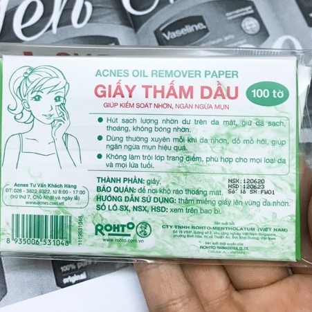 Giấy thấm dầu Acnes Oil Remover Paper Bịch 100 tờ Hàng Chính Hãng