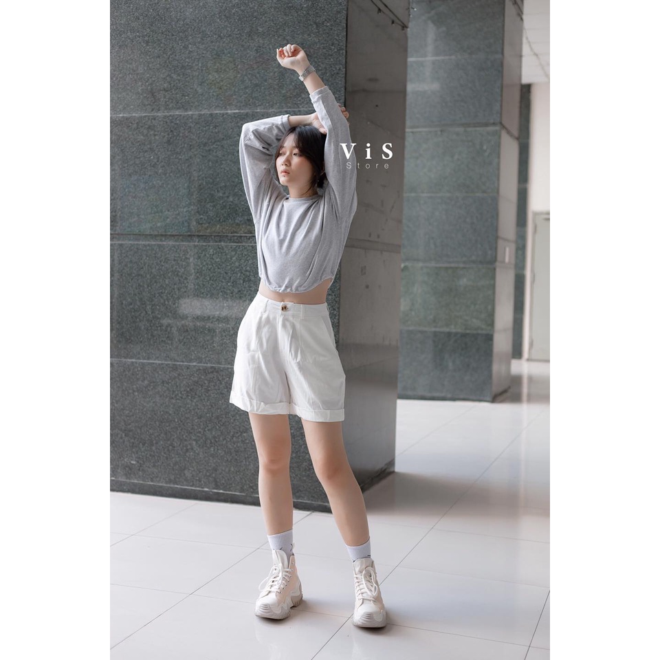 ÁO CROPTOP NỈ NỮ TAY DÀI