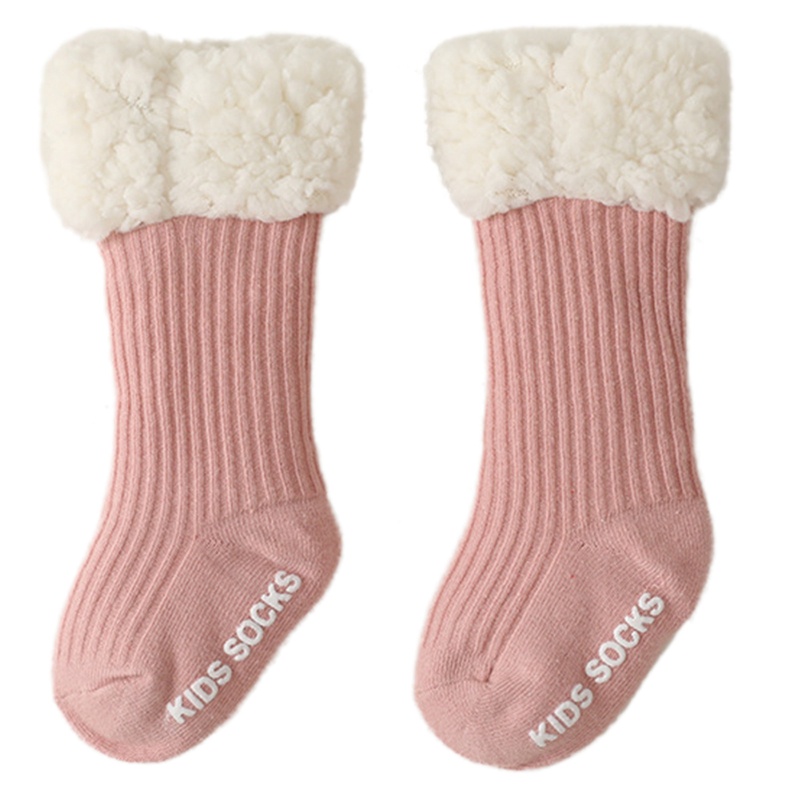 Vớ Cotton Len Lông Cừu Dày Dặn Chống Trượt Màu Trơn Giữ Ấm Mùa Đông Dành Cho Bé Trai Bé Gái Sơ Sinh
