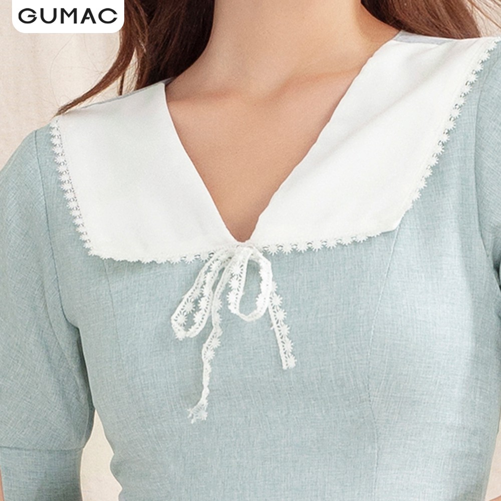 Đầm cổ trắng đăng ten GUMAC DA1004 | BigBuy360 - bigbuy360.vn