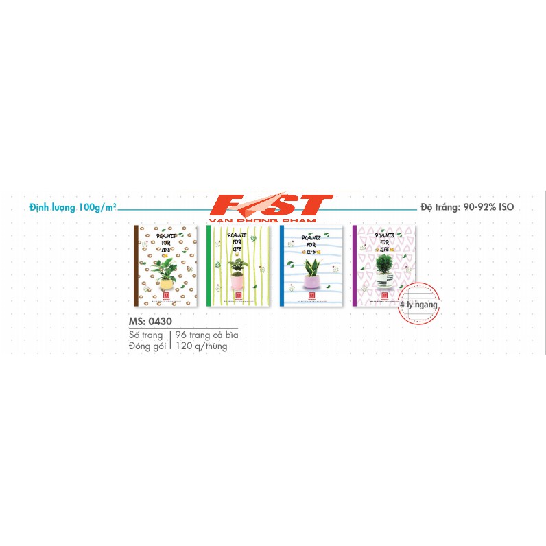 Tập Học Sinh Class Patterns  (4 - 5 Ô Ly) - 0430 Hồng Hà 96 Trang - Mẫu Ngẫu Nhiên