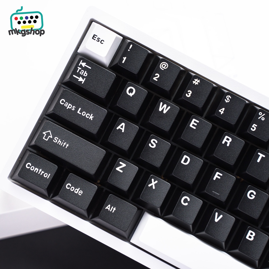 Keycap cmk Wob đen chữ trắng doubleshot, 173 nút bàn phím cơ, cherry profile