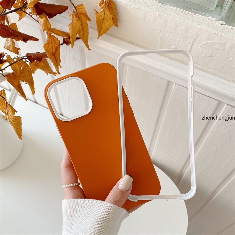 Ốp Điện Thoại Màu Trơn 3 Trong 1 Cho iPhone 13 12 mini 11 Pro Max 6 7 8 plus X