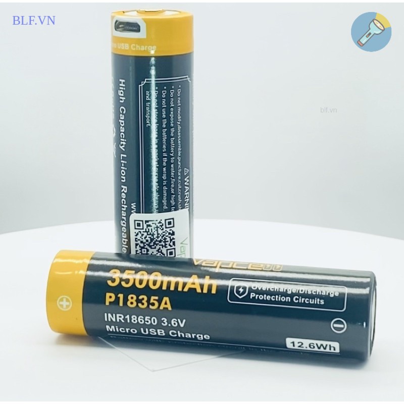 [P63] Pin 18650 VAPCELL P1835A 3500MAh có mạch bảo vệ, tích hợp cổng sạc