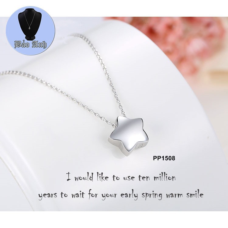 Bộ dây chuyền liền mặt nữ trang sức bạc Ý S925 Bạc Xinh - Ngôi sao may mắn PP1508[QUÝ PHÁI]