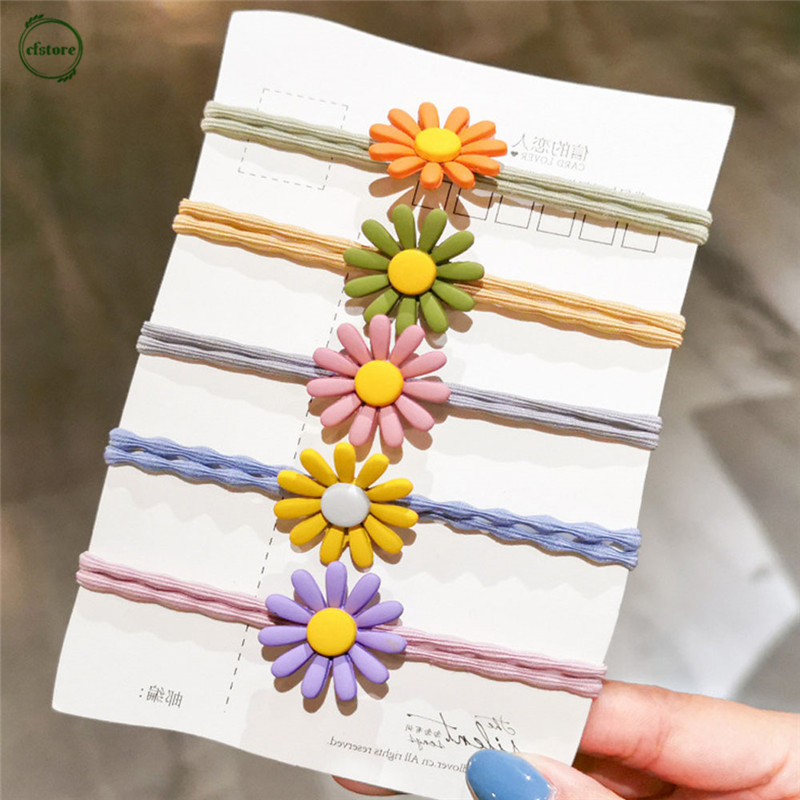 Dây Buộc Tóc Mặt Hình Hoa Cúc Nhiều Màu Dễ Thương Cho Nữ